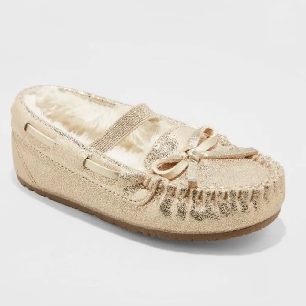 Cat & Jack Girls Gold Sparkle Slippers